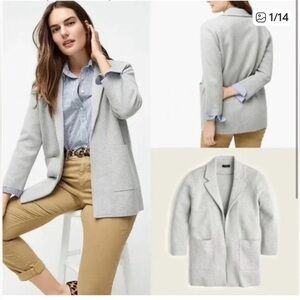 J. Crew Open Front Grey Cotton Sweater Blazer Small
